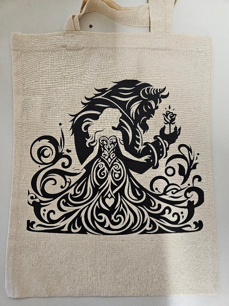 Katoenen Schouder Tas Beauty and the Beast, Ophalen of Verzenden, Nieuw, Zwart, Schoudertasje
