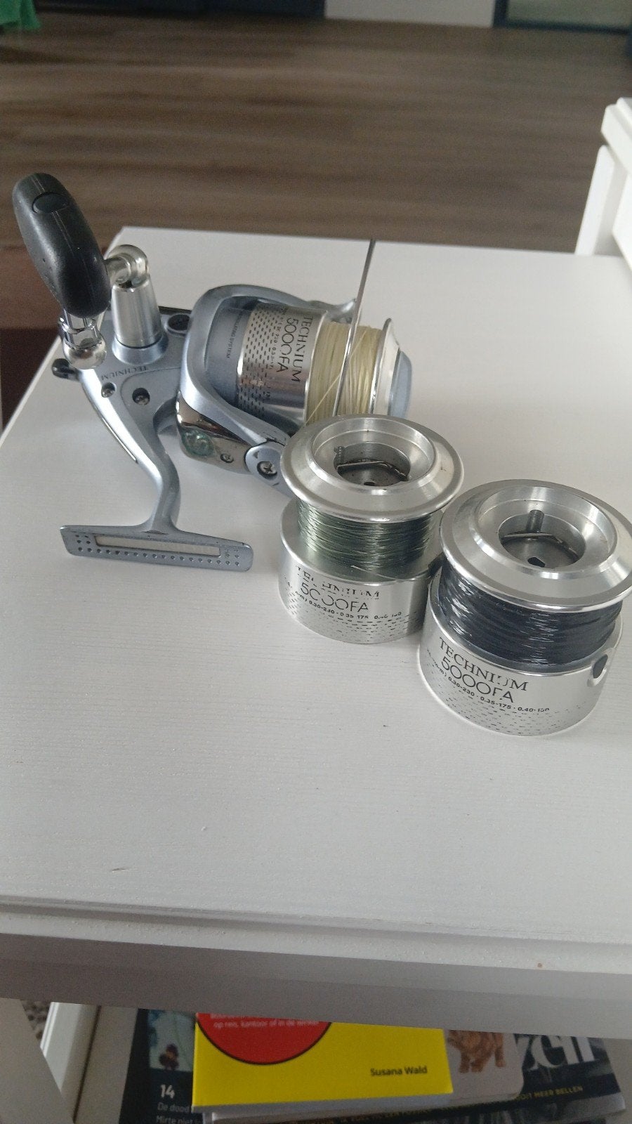 Shimano Technium 5000 met 2 reservespoelen, Watersport en Boten, Ophalen of Verzenden, Gebruikt, Molen