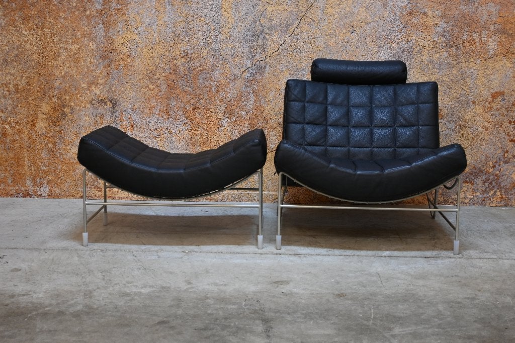 ZGANieuw zwarte leren Leolux Volare design fauteuil, Leolux, Leolux, 75 tot 100 cm, Ophalen of Verzenden