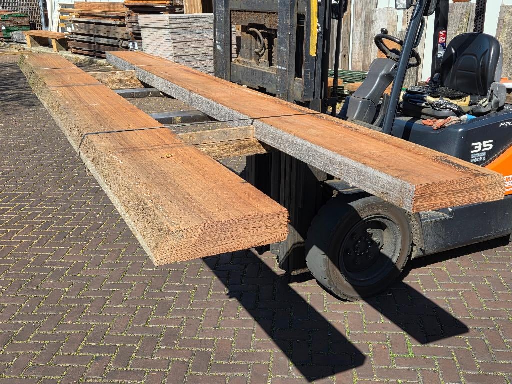 2 Hardhouten balken 8.0x33.0 cm - Extra goedkoop - nr: HB97, Ophalen, 250 cm of meer, Balken