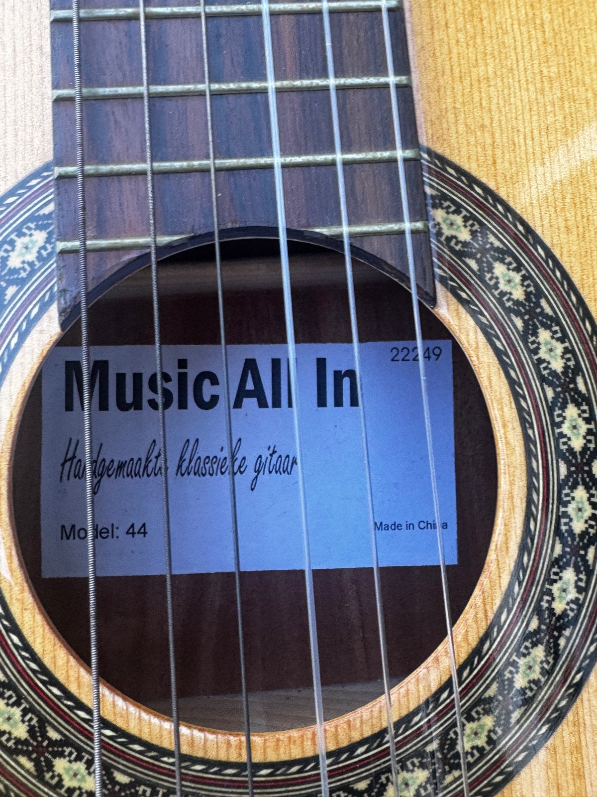 Music All In Klassieke Gitaar Model 44 met Hoes, Muziek en Instrumenten, Ophalen of Verzenden, Gebruikt, Klassieke of Spaanse gitaar