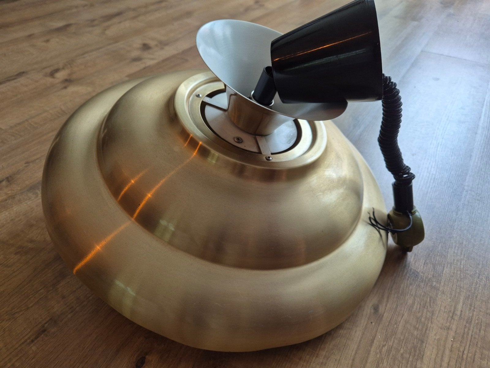 Mid-century Dijkstra hanglamp, messing, uitschuifbaar, Ophalen