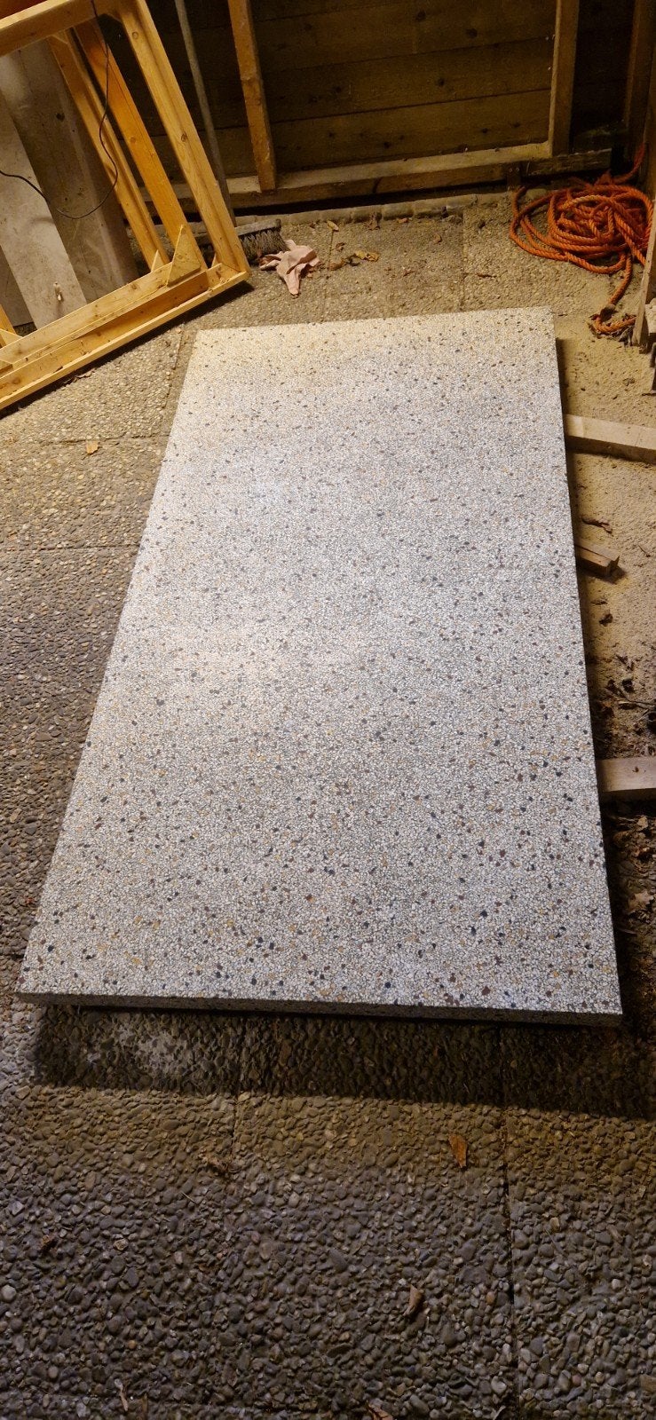 Terrazzo tafelblad 182x94x5cm met extra stukken, Ophalen, Rechthoekig, 50 tot 100 cm