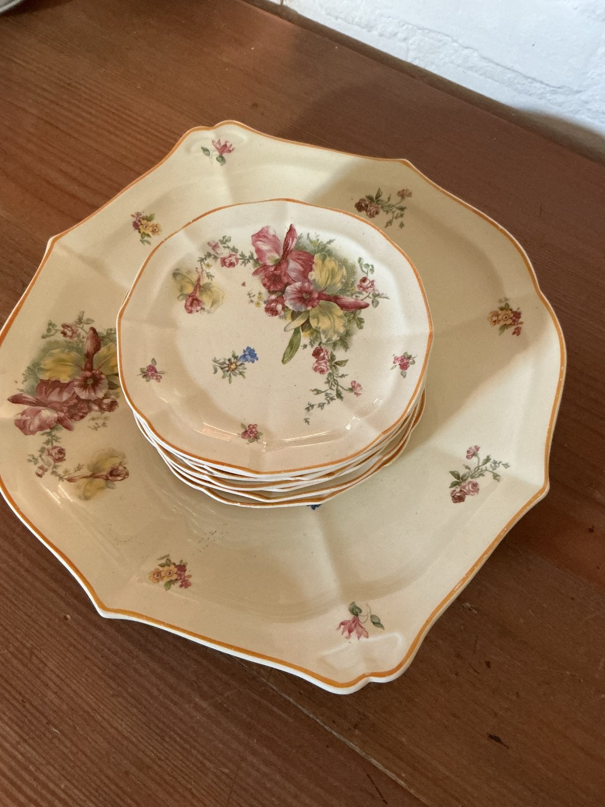 Antiek gebakstel - Bloemenmotief, Antiek en Kunst, Antiek | Servies los, Ophalen