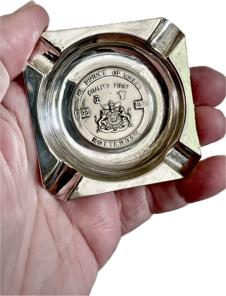 Verzilverd asbakje “The Prince of Wales” Rotterdam 1899-1934, Ophalen, Zilver