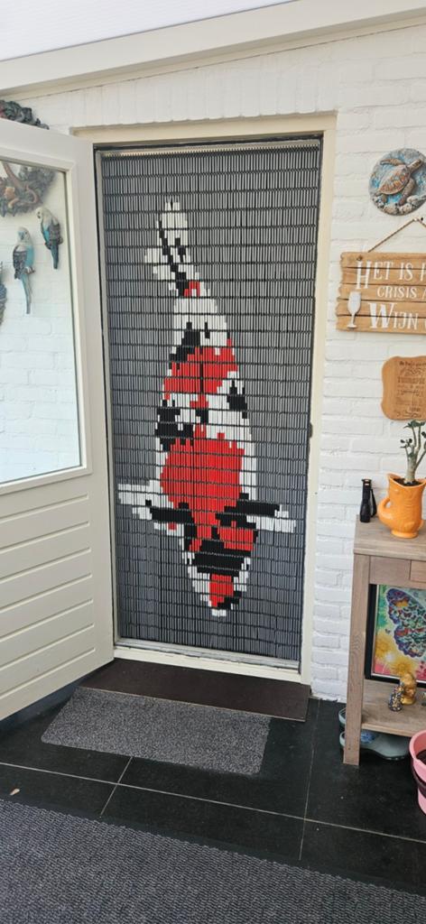 Vliegengordijn met koikarper motief - 80 x 200 cm, 200 cm of meer, Rood, Gebruikt, Japans, Aziatisch, Dierenprint