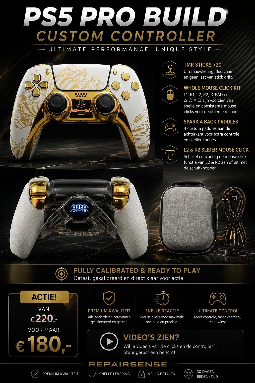 Ps5 Pro-Controller /TMR 720/MOUSE CLICKS/4 BACK BUTTONS, PlayStation 5, Nieuw, Ophalen of Verzenden, Controller