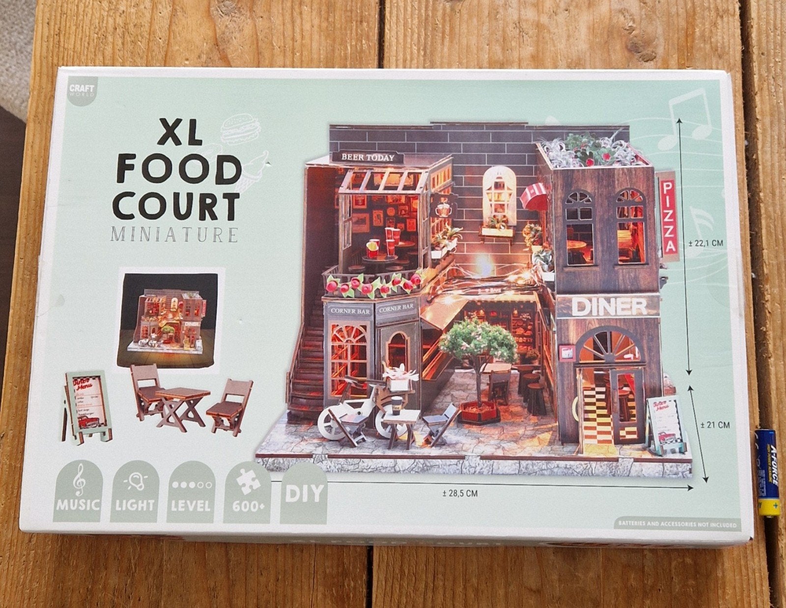 DIY Miniatuur XL Food Court Knutselset met Licht en Muziek, Hobby en Vrije tijd, Knutselen, Gebouwen, Nieuw, Meerkleurig, Overige merken