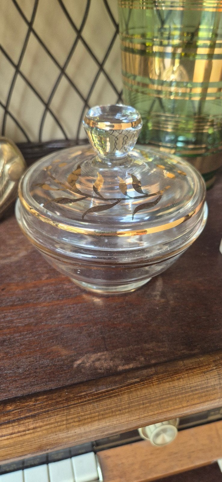 Vintage Glazen Bonbonschaaltje met Gouden Decoratie, Ophalen of Verzenden
