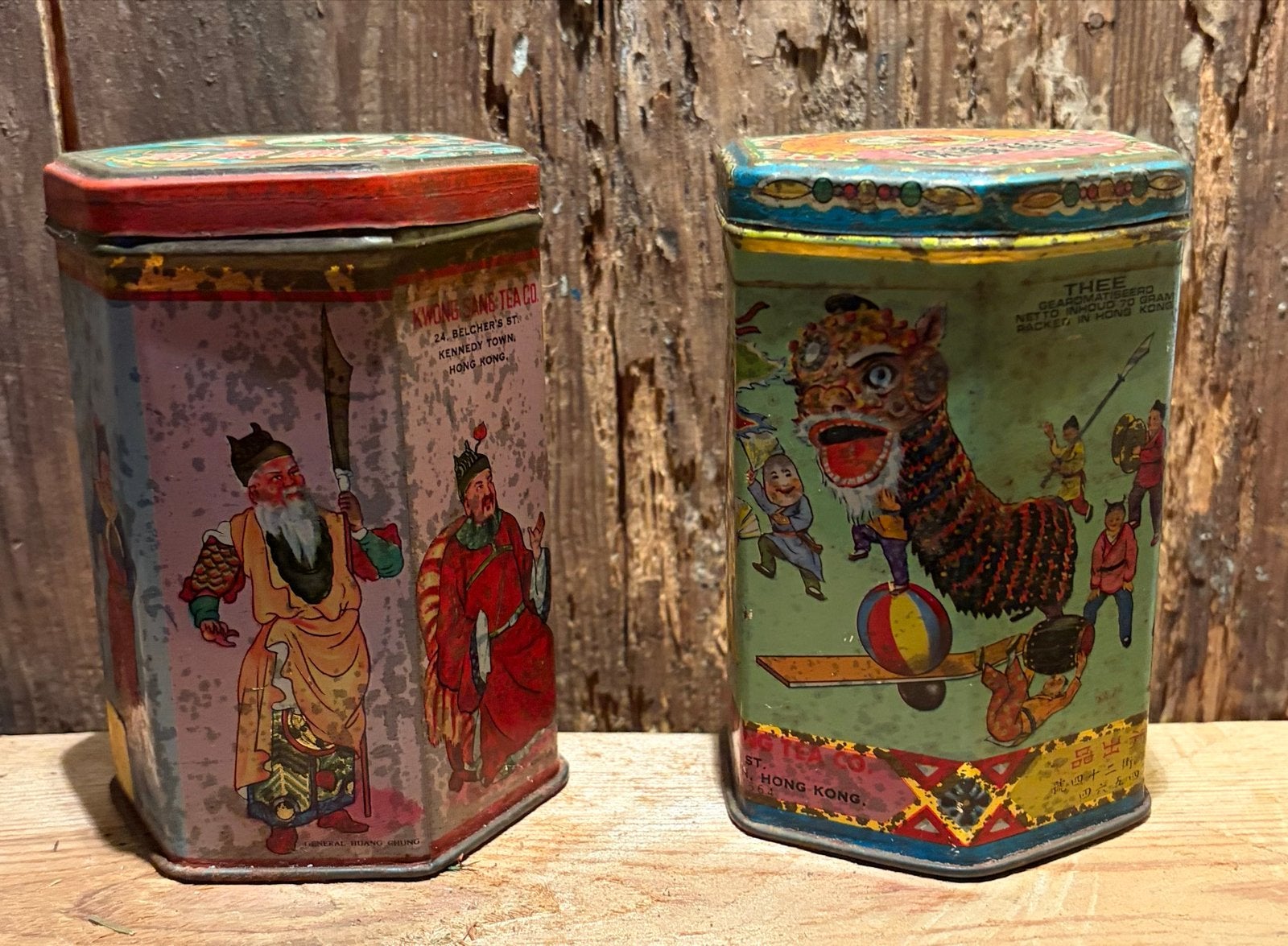 Vintage Chinese theeblikjes met originele thee, Ophalen