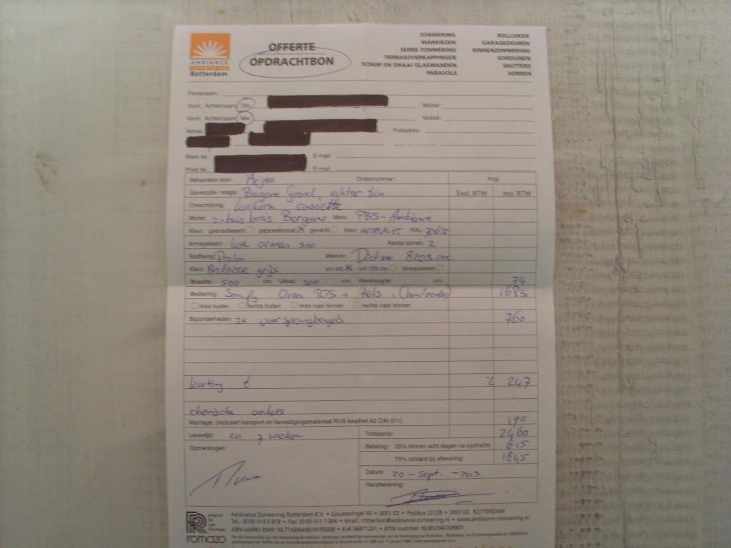 elektrische zonescherm, Gebruikt, 450 cm of meer, Elektrisch, Ophalen of Verzenden