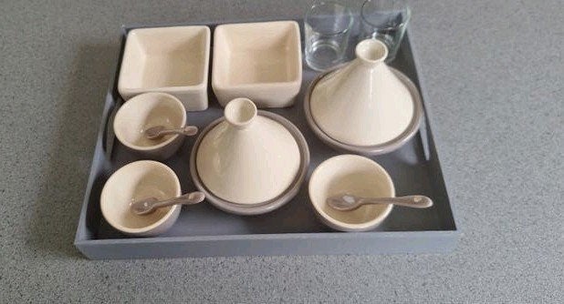 Tapas set / serveerset met schaaltjes en  2x mini tajines, Overige typen, Nieuw, Ophalen of Verzenden, Steen/keramiek