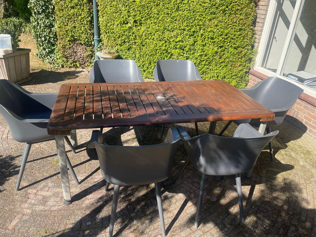 Tuintafel met 6 stoelen - merk hartman, Ophalen of Verzenden, Zo goed als nieuw, Kunststof