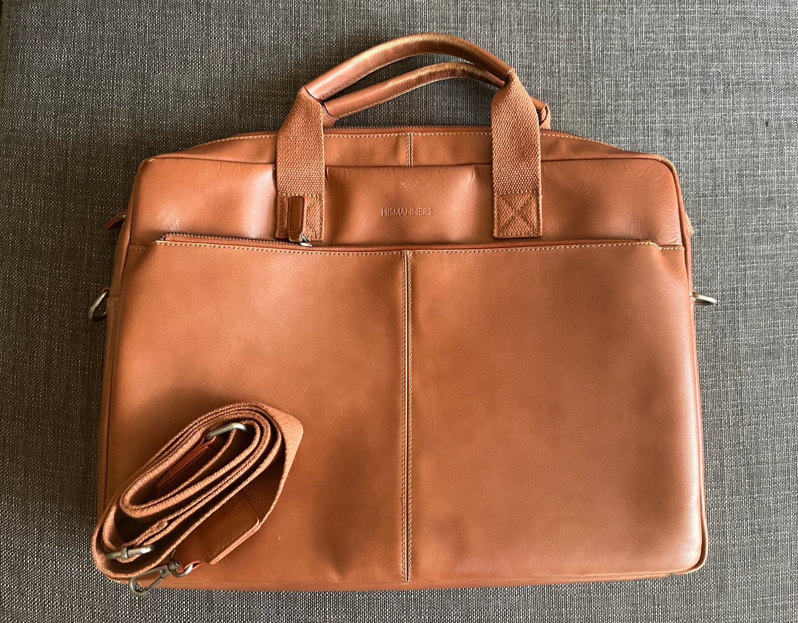 Luxe cognac bruin leren laptoptas aktetas werktas, Computers en Software, Laptoptassen, Gevoerd laptopvak, Bruin, 15 inch, Aktetas