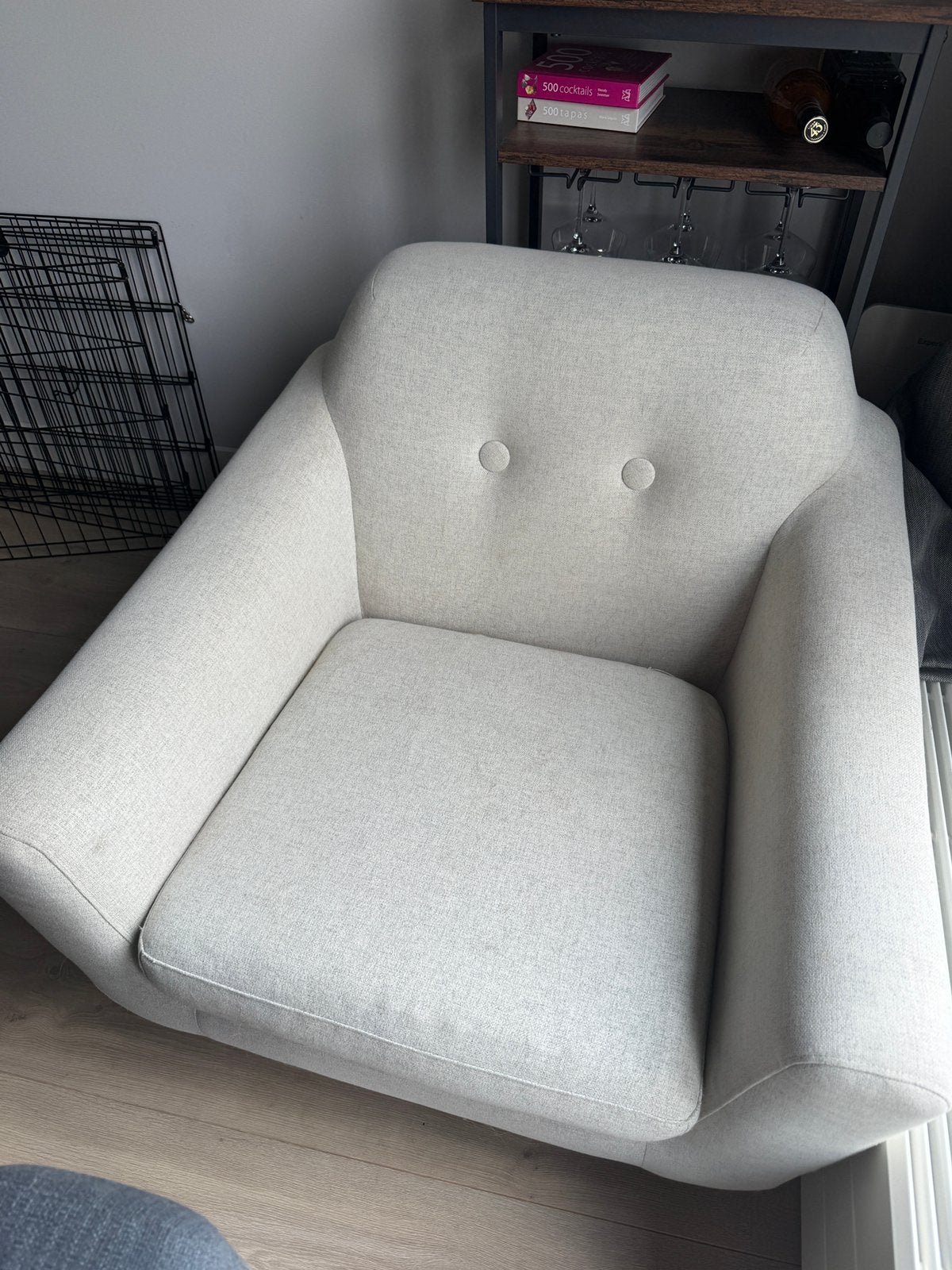 Witte fauteuil, Ophalen, Eenpersoons, 75 tot 100 cm, Zo goed als nieuw