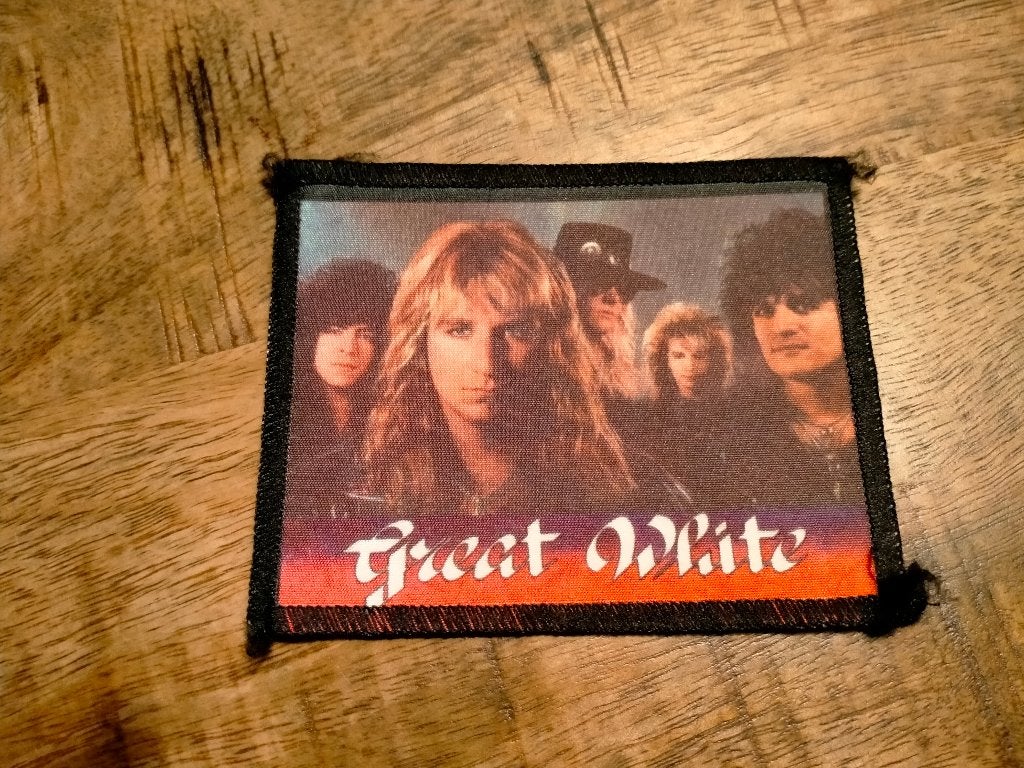 Great White vintage rock hardrock muziek patch logo kleding, Ophalen of Verzenden, Nieuw, Kleding