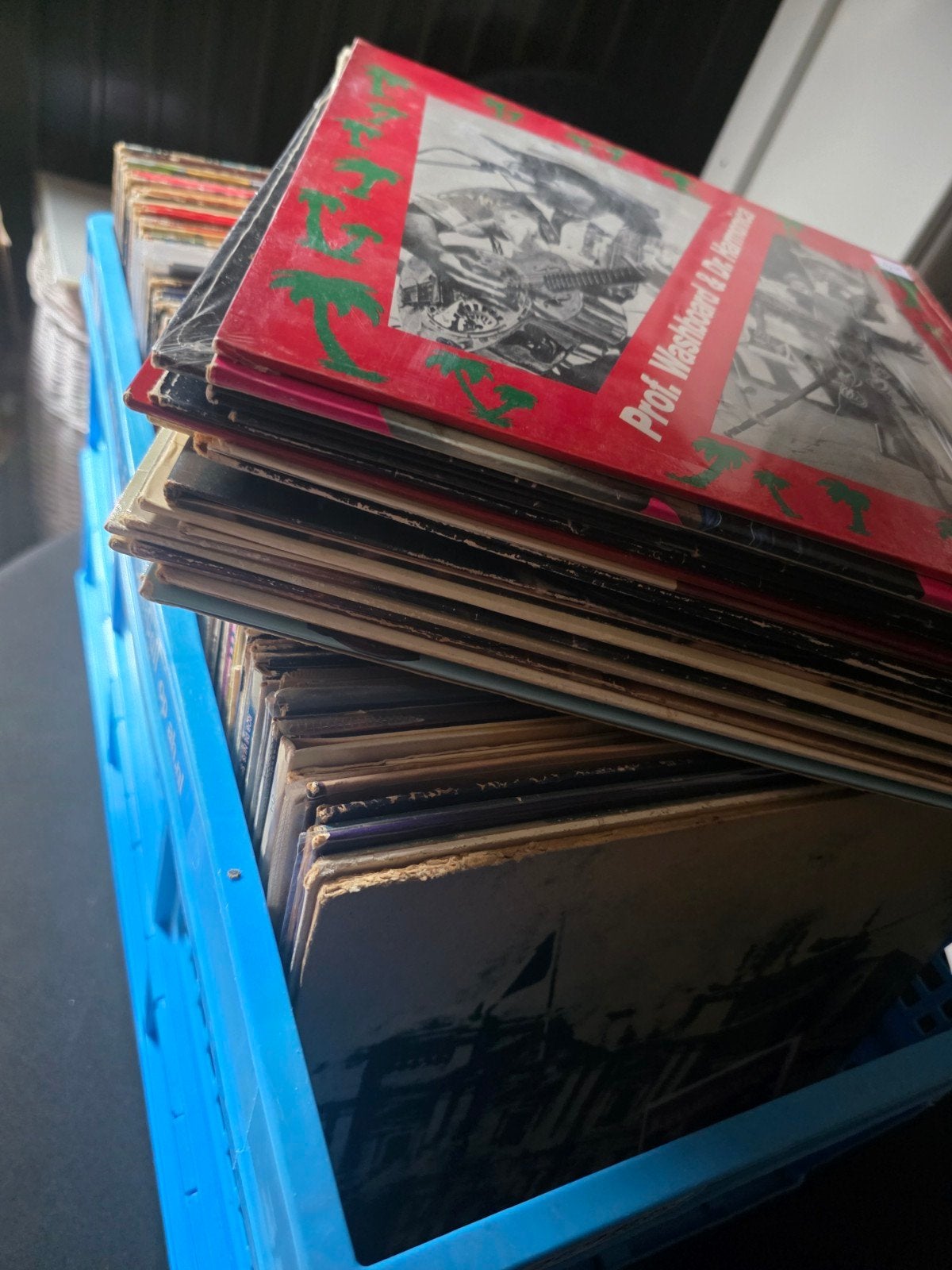 krat met lp's, Cd's en Dvd's, Ophalen, Gebruikt, 12 inch, LP