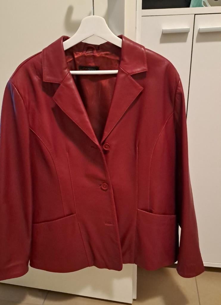 Lederen damescolbert, Kleding | Dames, Jassen | Zomer, Zo goed als nieuw, Maat 42/44 (L), Rood, Ophalen