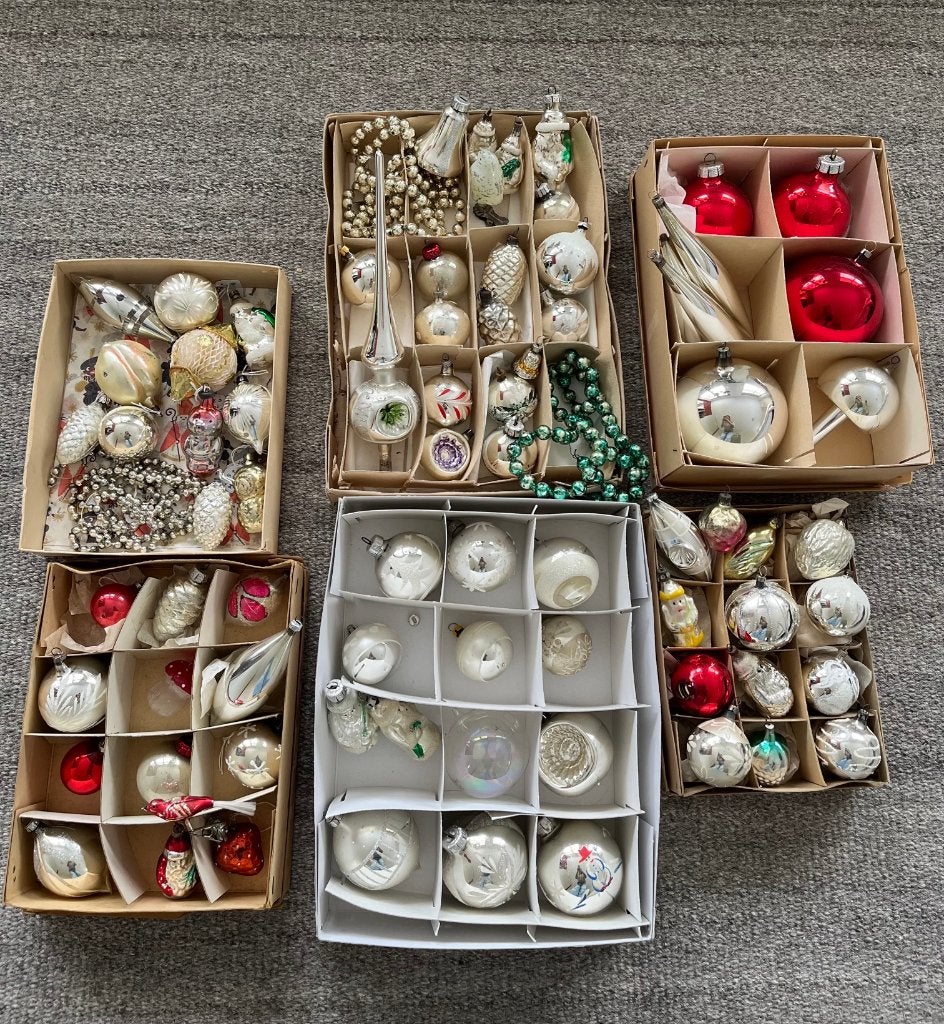 grote set antieke oude kerstballen, 80 stuks, Diversen, Ophalen of Verzenden, Gebruikt