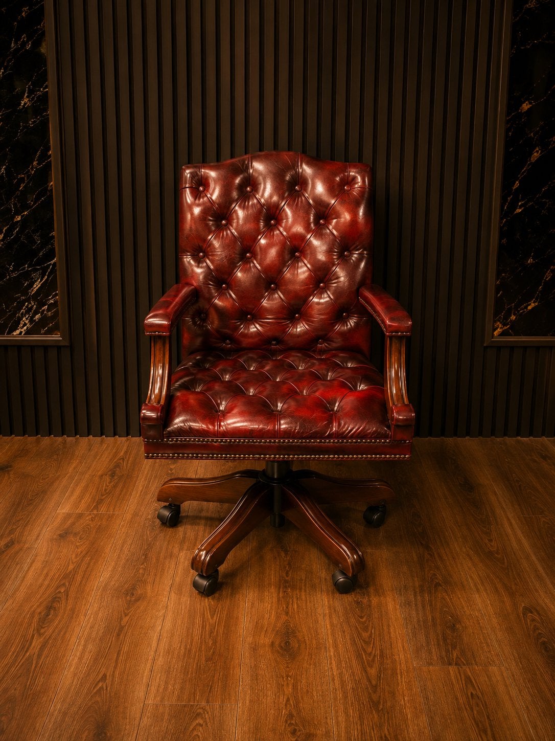 Exclusieve Chesterfield Lederen Bureaustoel!!!, Ophalen of Verzenden, Zo goed als nieuw