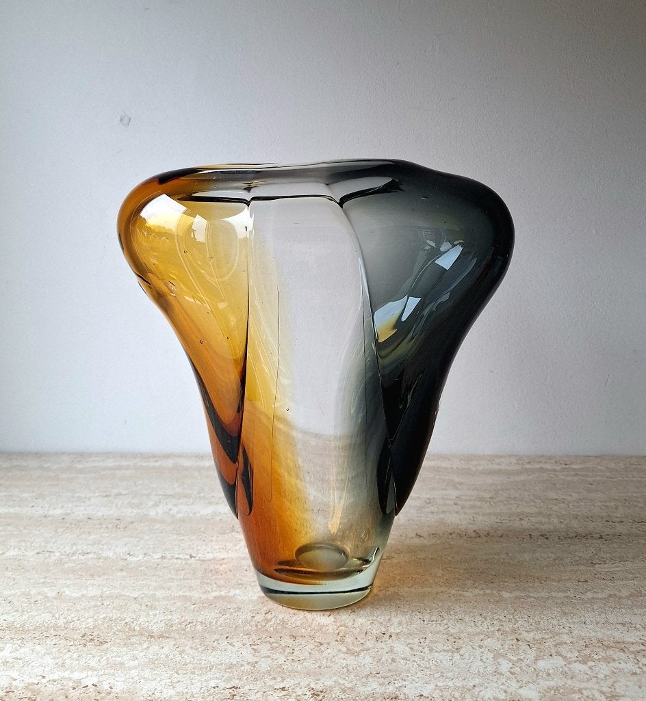 Design vaas, Ophalen of Verzenden, Gebruikt, Grijs, Glas