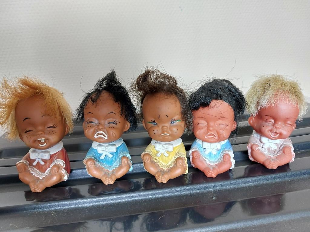 Set van 5 Vintage Huilende Baby Poppetjes, Ophalen of Verzenden, Gebruikt