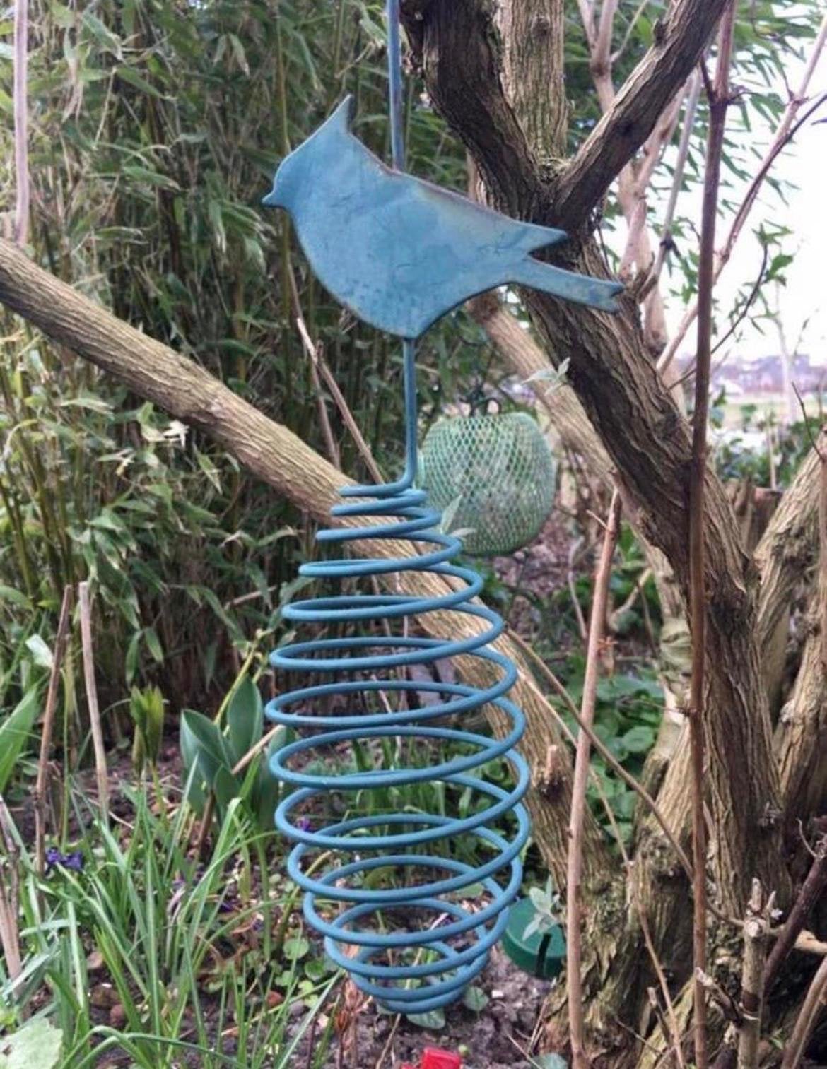 Metalen vogelbeeldje hangdecoratie tuindecoratie, Ophalen, Gebruikt