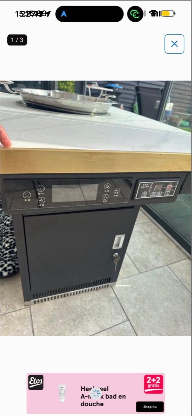 Luxe Hotpot Tafel met Ingebouwde Kookplaat, Tuin en Terras, Ophalen, Zo goed als nieuw, Rechthoekig, Metaal