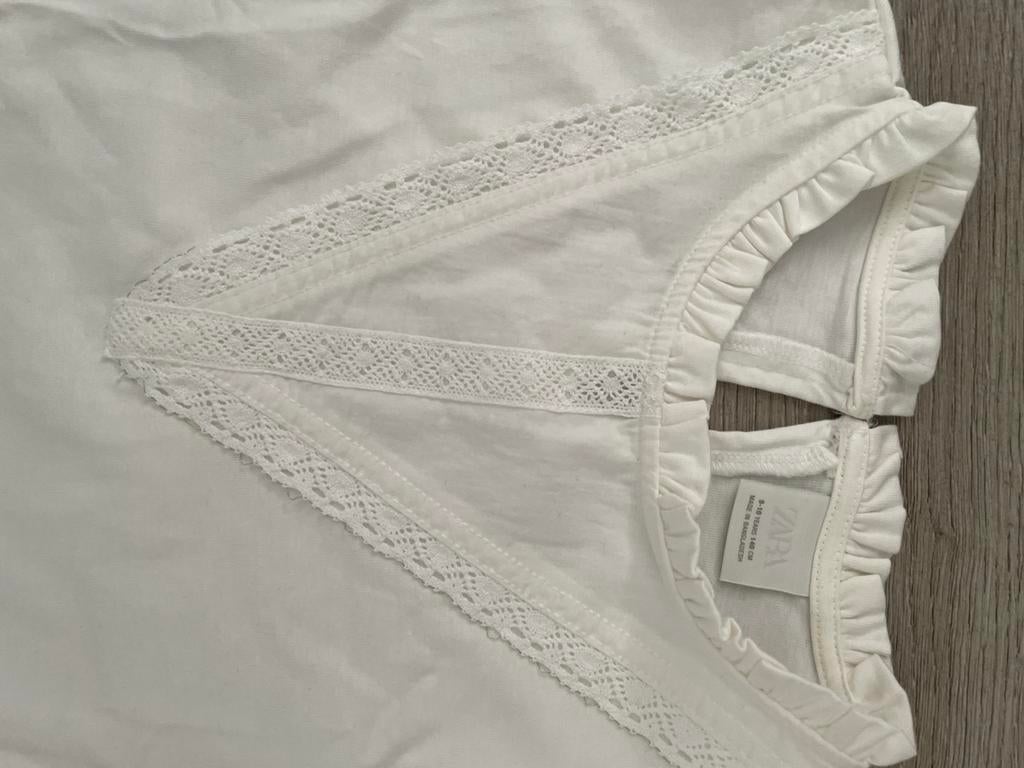 Zara Witte Blouse met Kantdetails - Maat 140), Ophalen of Verzenden, Zo goed als nieuw, Maat 38/40 (M), Wit