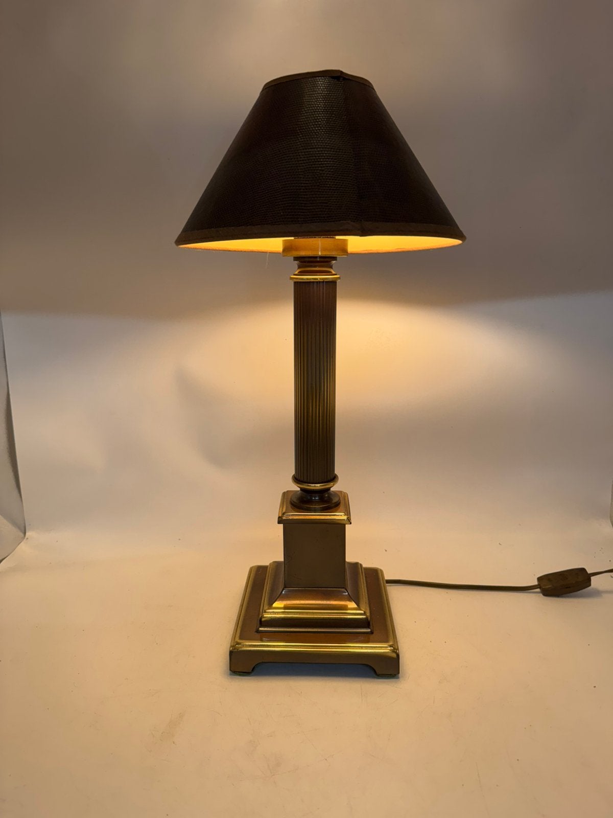Vintage Herda Tafellamp Kolom |  met Luxe Kap | 52 cm, Ophalen of Verzenden