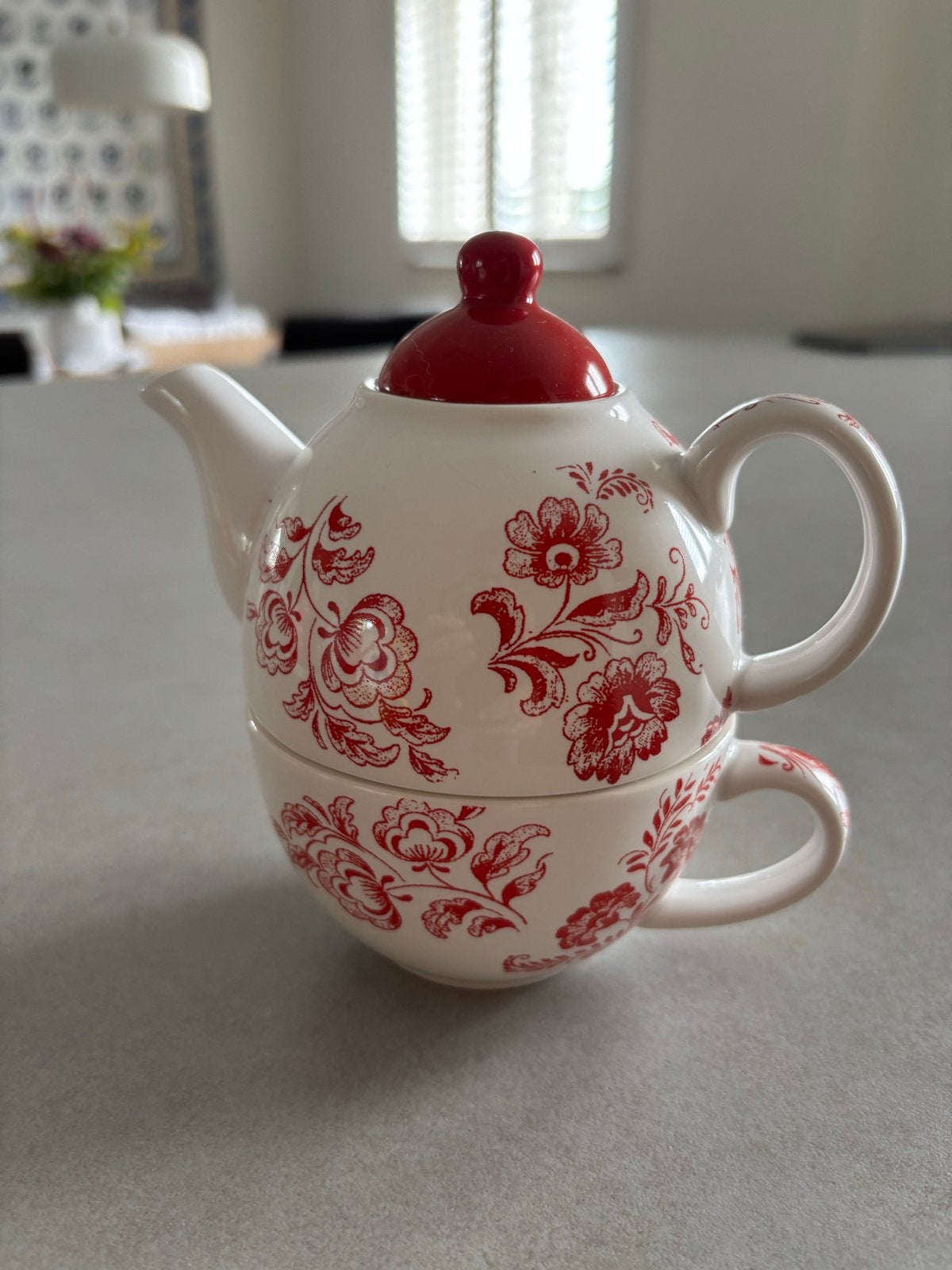 Leuke theepot met kopje (Tea for One), Gebruikt, Keramiek, Ophalen of Verzenden, Theepot