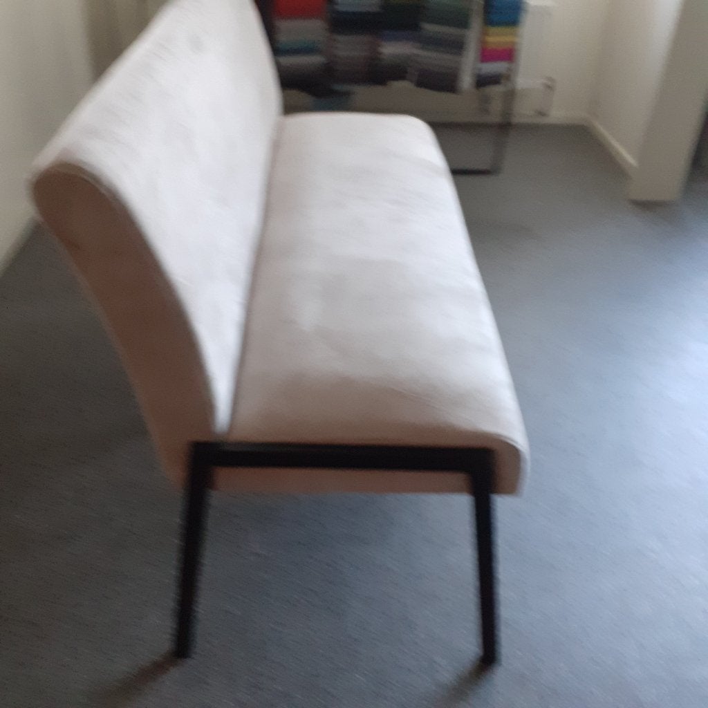 Eettafelbank 160 B velours stof, Beige .SHOWROOMMODEL, Overige kleuren, Nieuw, Ophalen of Verzenden, Stof