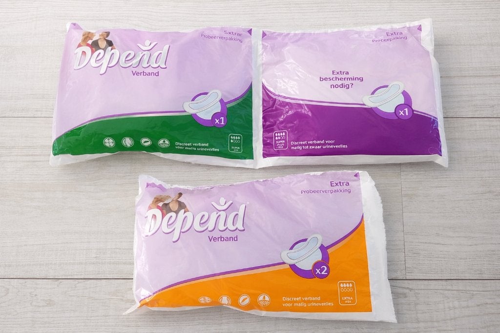 depend 5 incontinentie dames pads-extra/super/super plus, Diversen, Verpleegmiddelen, Ophalen of Verzenden, Nieuw