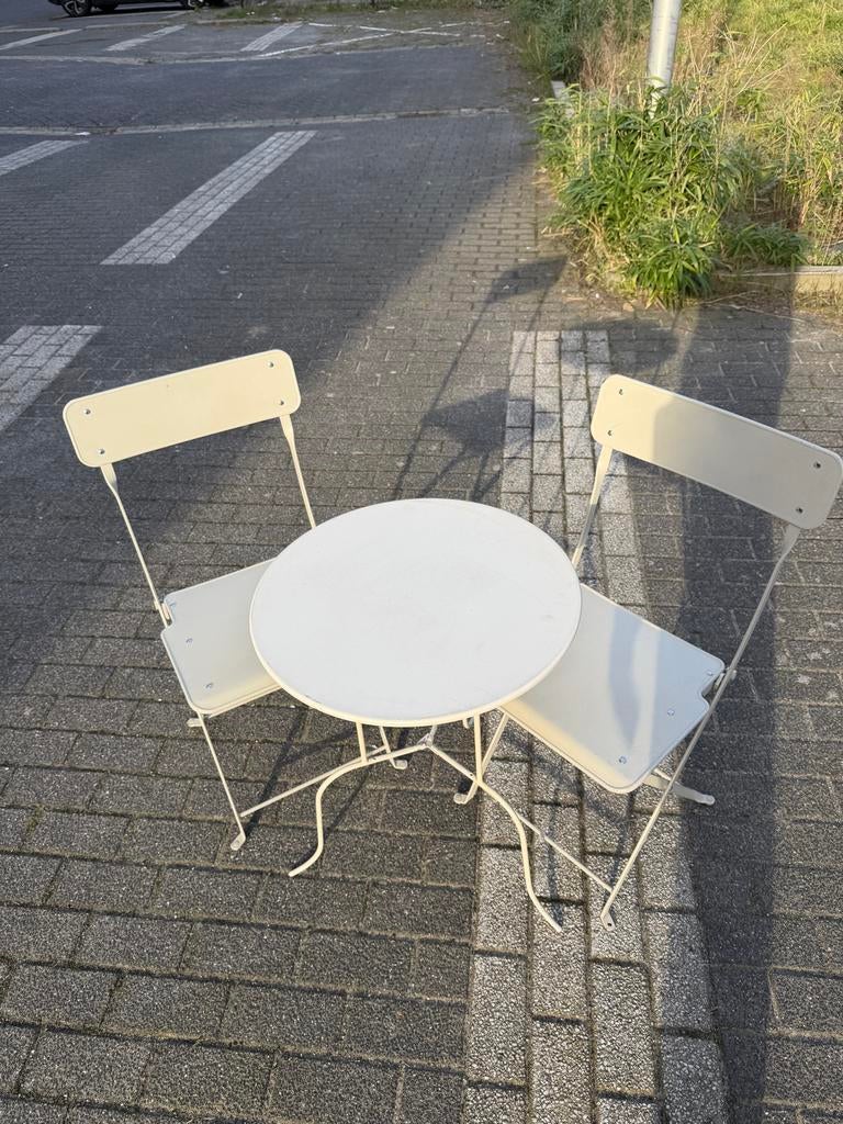 4x Bistrotafelset met twee stoelen, Tuin en Terras, Overige materialen, Gebruikt, Eettafel, Tuinset