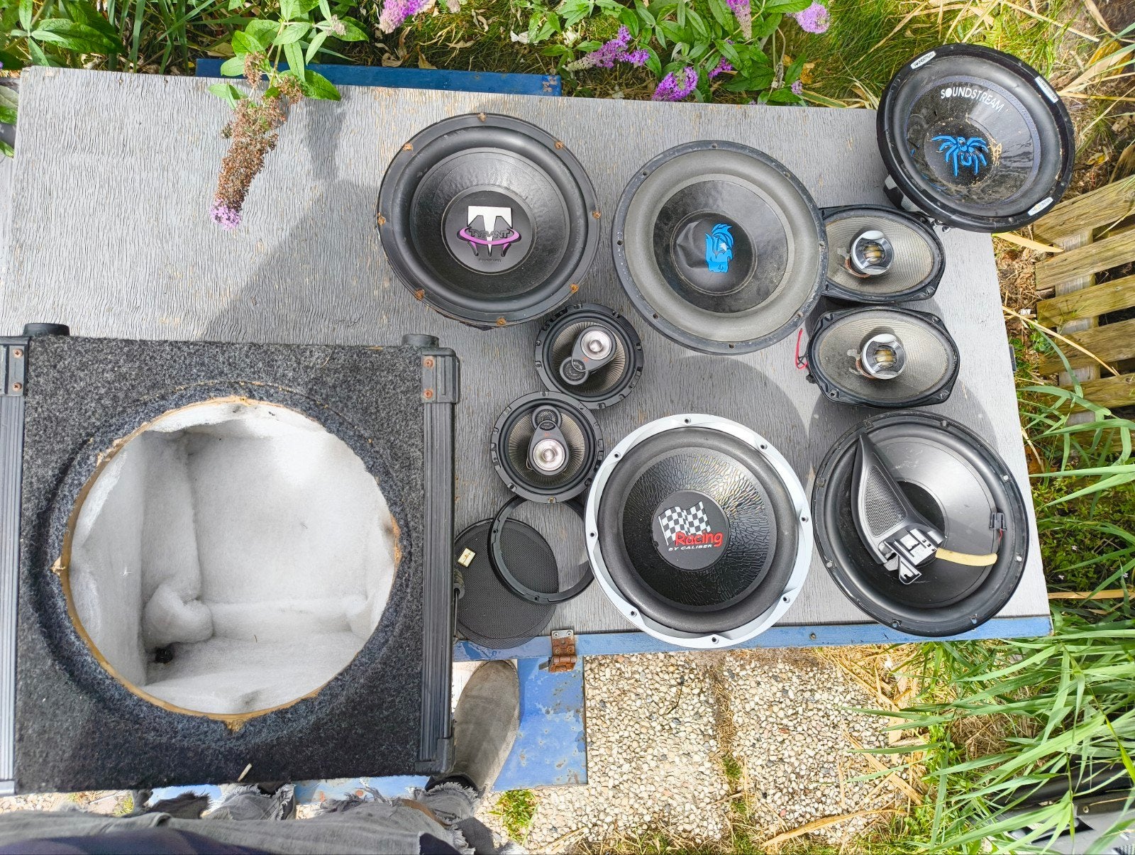 Partij audio Subwoofer / speakers / kist lees beschrijving, Auto diversen, Autospeakers, Ophalen, Gebruikt