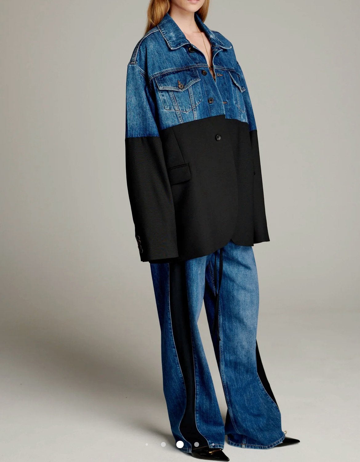 FRENKEN oversized sliced denim blazer maat 36 (NIEUW!), Nieuw, Jasje, Verzenden, Blauw