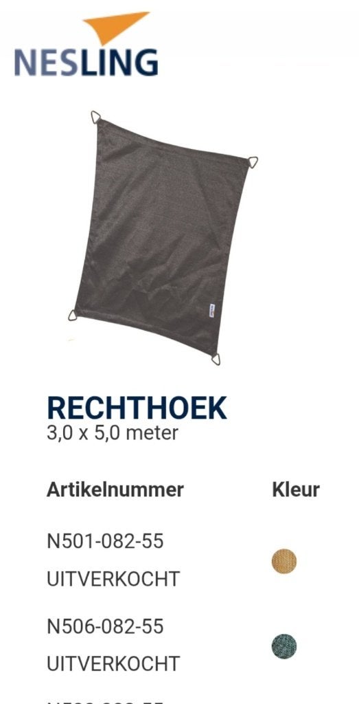schaduwdoek rechthoekig 3x5 mtr, Ophalen of Verzenden, Nieuw