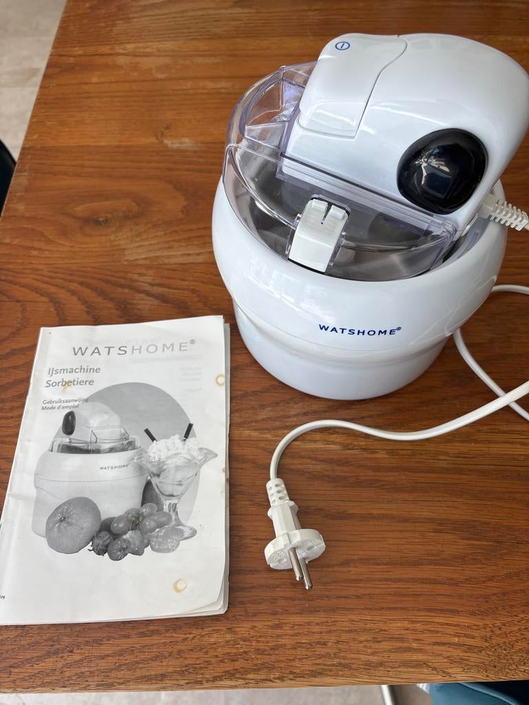 WatsHome IJsmachine Sorbetiere met handleiding, Witgoed en Apparatuur, IJsmachines, Ophalen of Verzenden, Zo goed als nieuw
