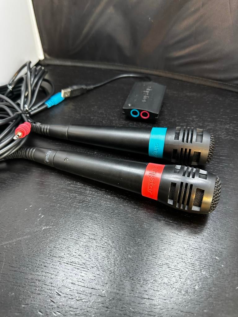 SingStar microfoons + USB adapter (PS2/PS3/PS4), F, Gebruikt, Z, Ophalen of Verzenden