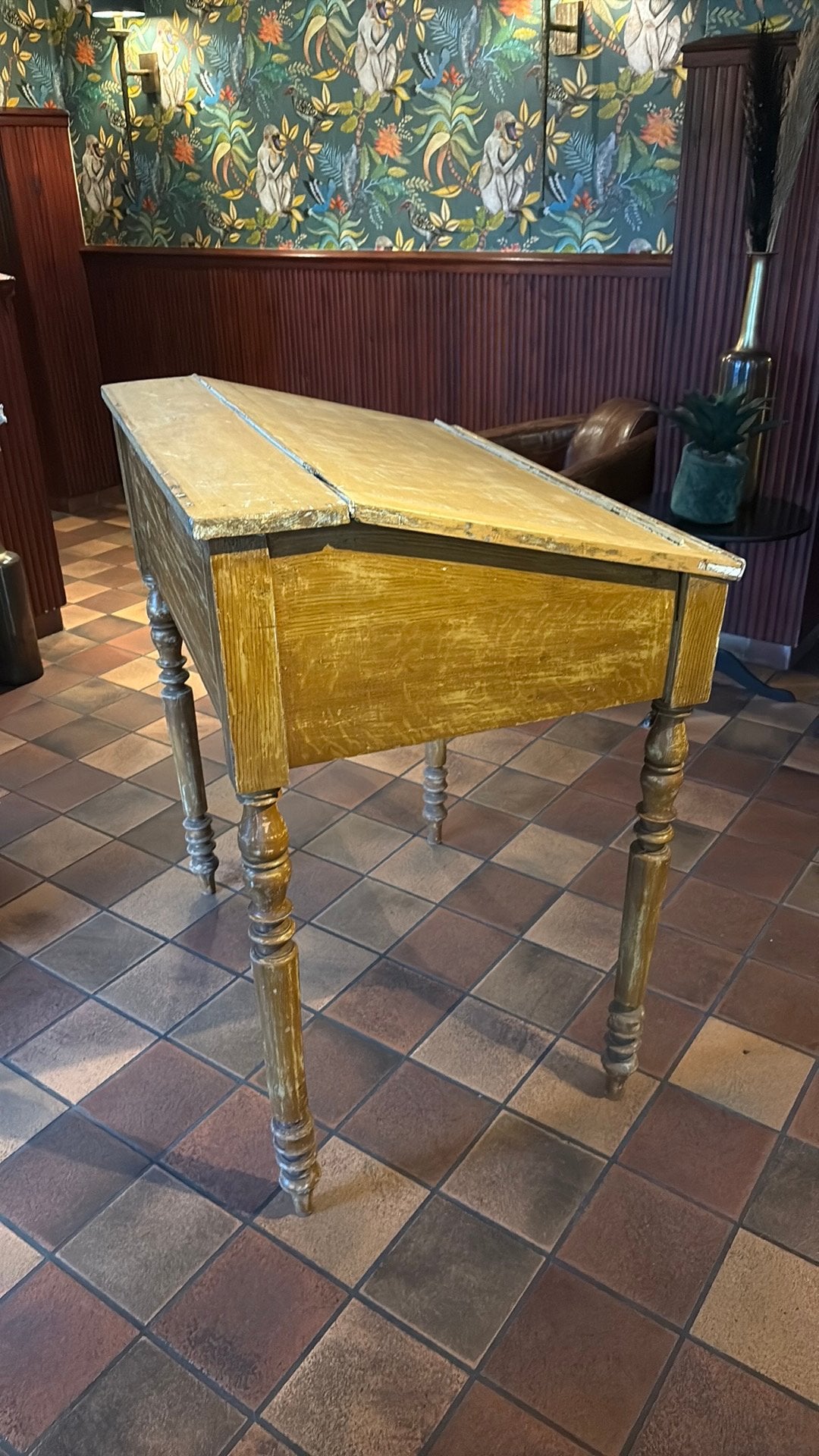 Vintage secretaire met hoge stoel, Ophalen