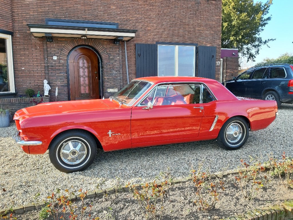 Ford Mustang 1965 - 3.3 SIX - handgeschakeld - poppy red, foto 2
