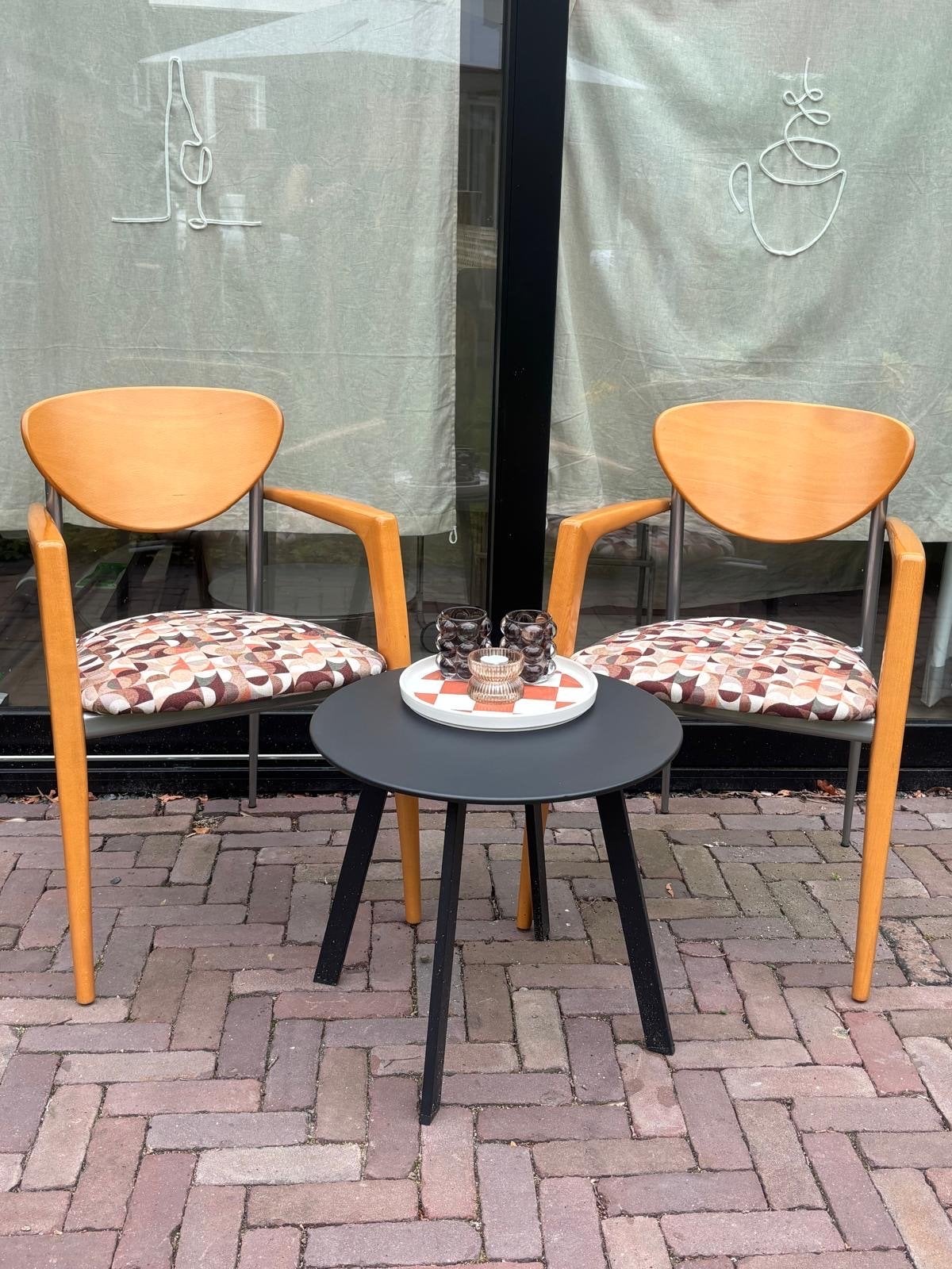 Vintage 90's Memphis stijl stoelen - Paco Capdell, Huis en Inrichting, Ophalen, Gebruikt, Twee, Bruin