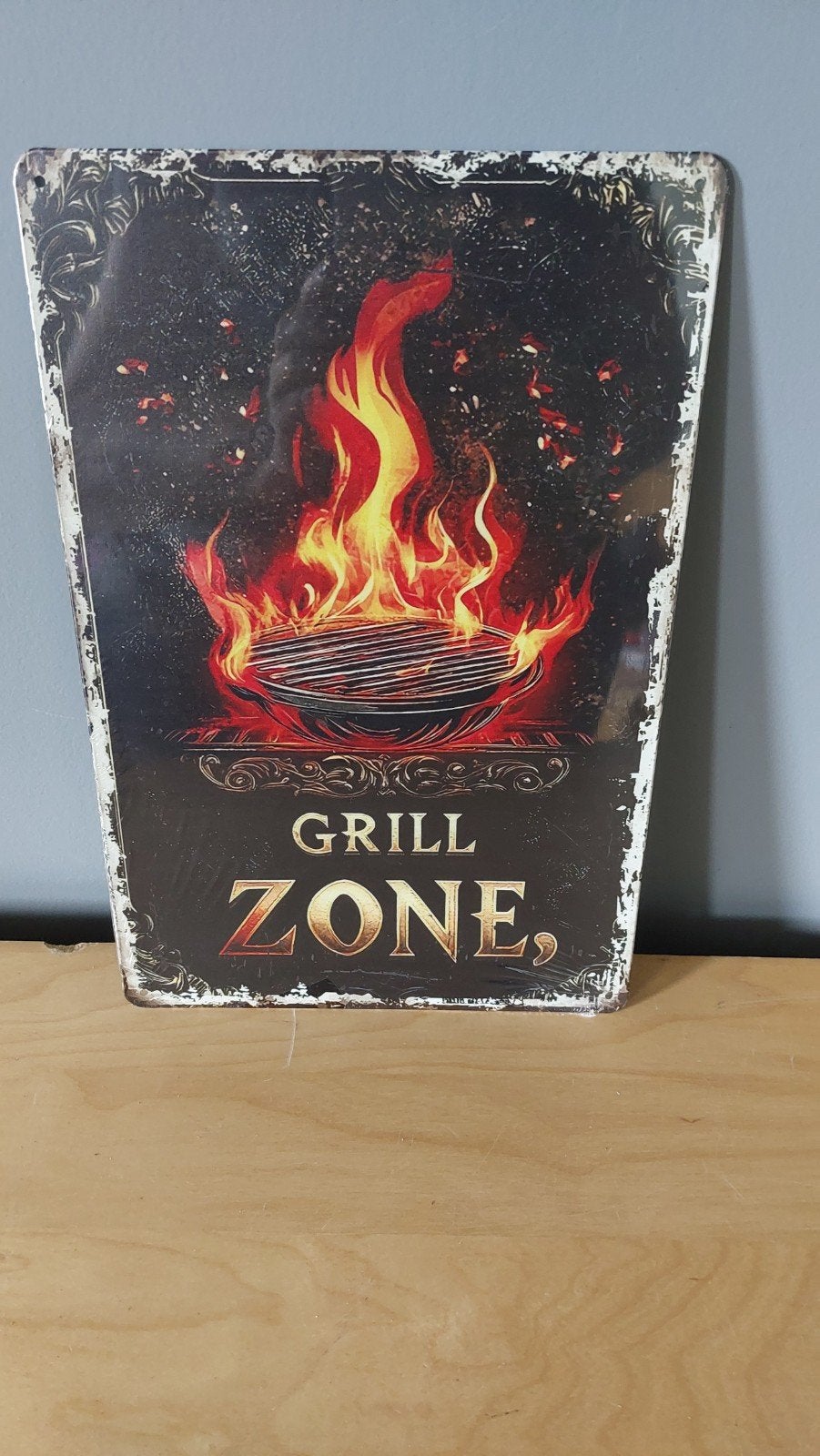 Metalen bord "Grill Zone" - 20x30cm, Ophalen of Verzenden, Nieuw