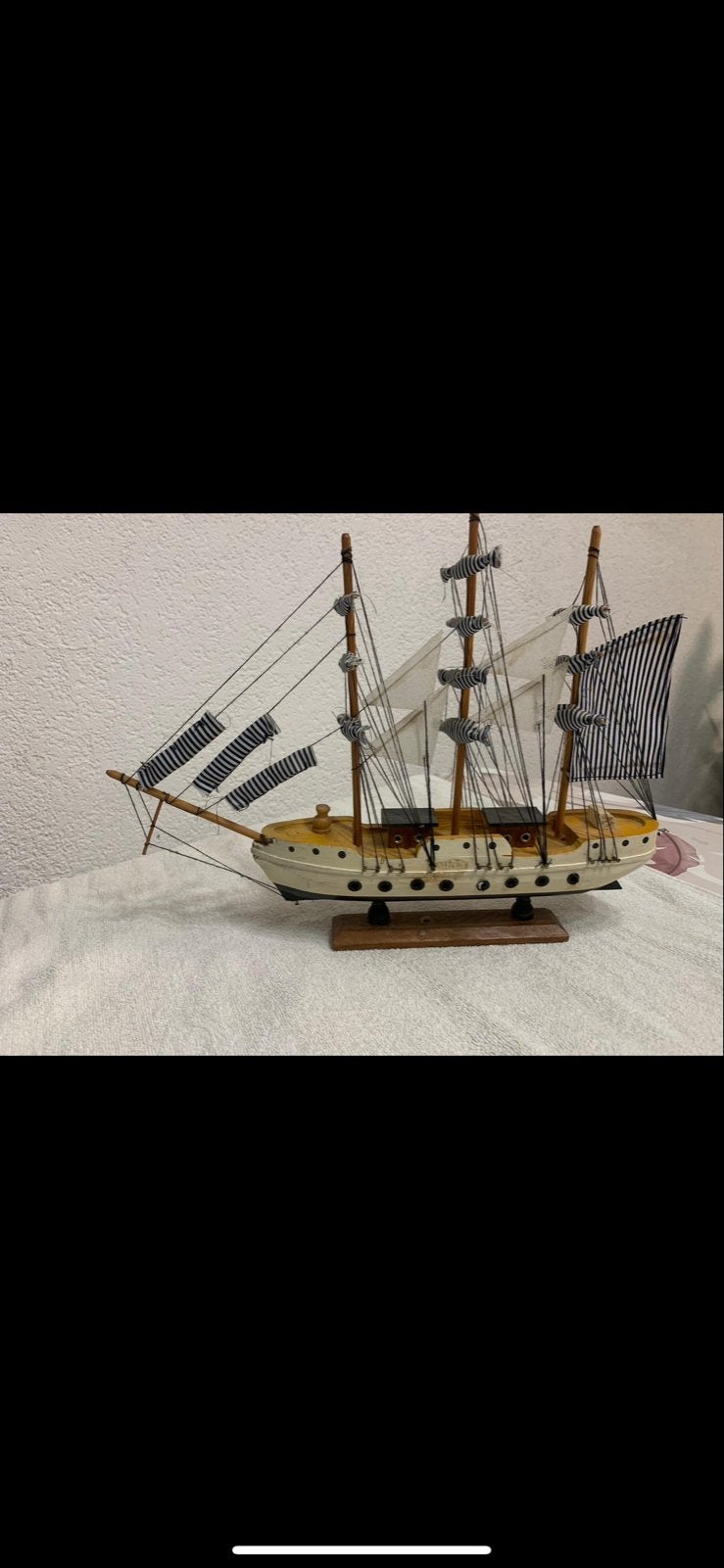 Decoratief Zeilschip Model - Houten Schip met Stoffen Zeilen, Ophalen of Verzenden, Gebruikt, Groter dan 1:32, Overige merken