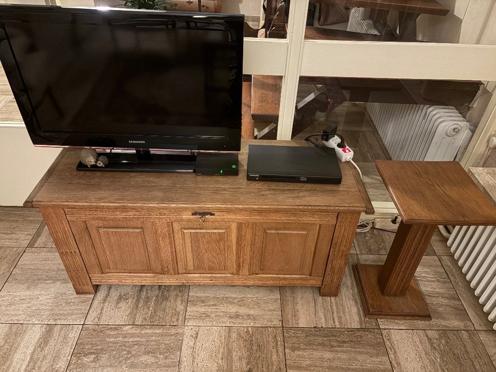 Eiken Dekenkist met bijzet console, Huis en Inrichting, Ophalen, Gebruikt