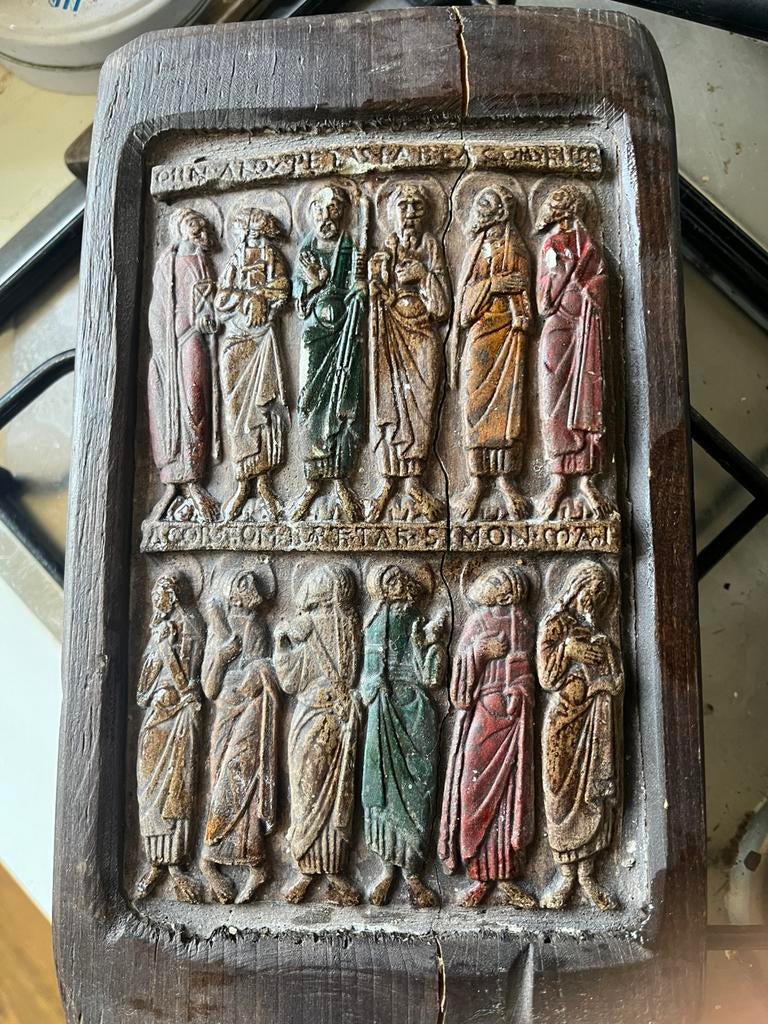 Houten relief, religieuze voorstelling, Antiek en Kunst, Ophalen of Verzenden
