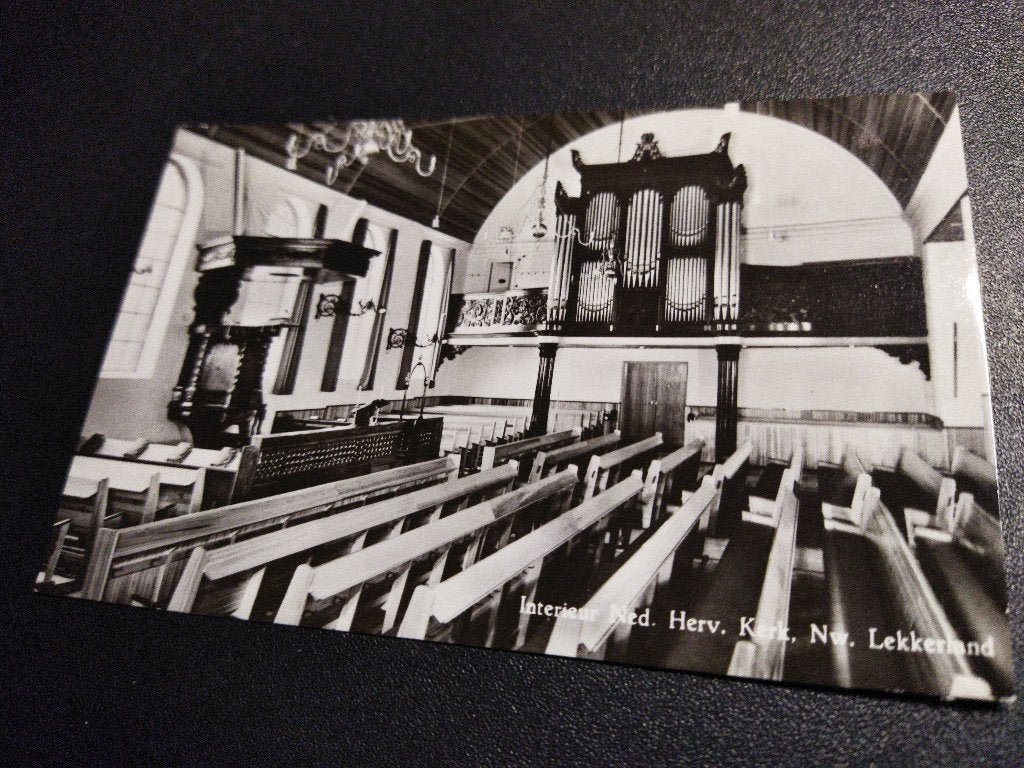 Ansichtkaart interieur NH Kerk Nieuw Lekkerland, Ophalen of Verzenden, 1960 tot 1980, Ongelopen, Zuid-Holland