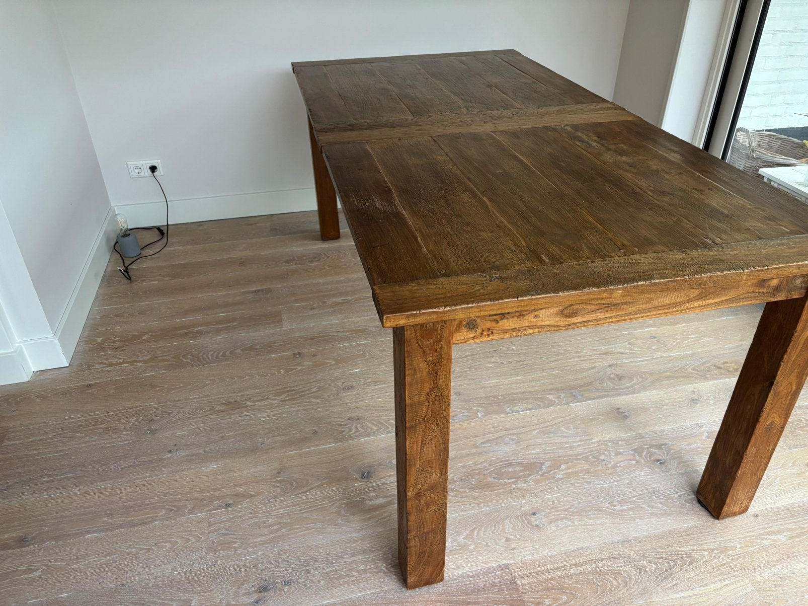 Uitschuifbare Teakhouten tafel van het Kabinet 100x200cm, Ophalen, 200 cm of meer, 50 tot 100 cm, Zo goed als nieuw