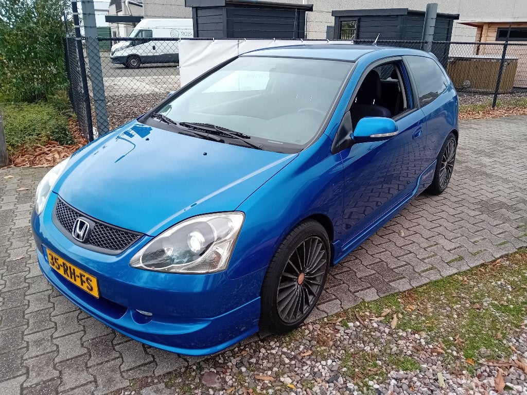 Honda Civic 1.4 I 3DR 2005 Blauw APK 16-03-2027!! TREKHAAK!!, Auto's, Stof, Zwart, 4 cilinders, 1396 cc