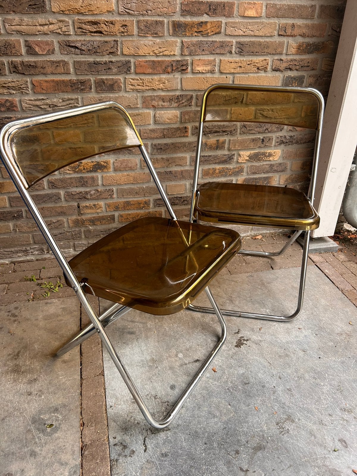 2 plexiglas klapstoelen Plia Castelli stijl, Ophalen, Zo goed als nieuw